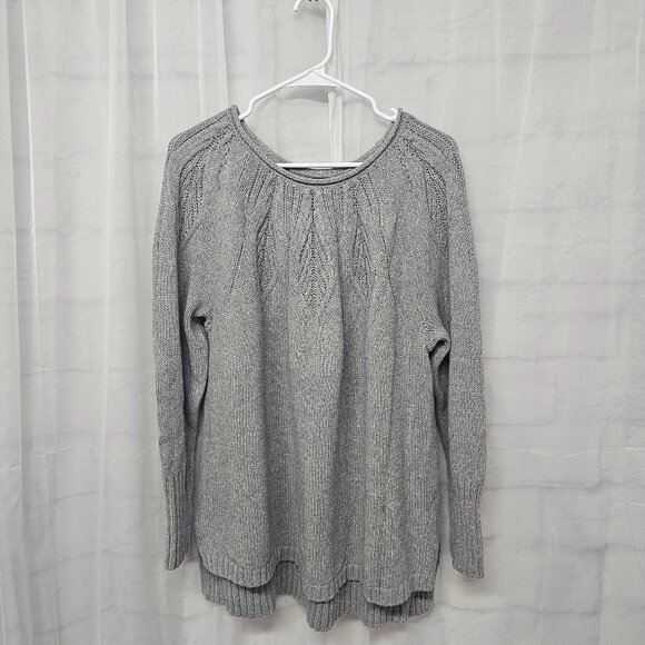 Chaps Sweater Gray Metallic Knit Preppy Cottage Casual 2X - Picture 1 of 7
